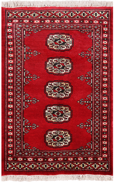 Red Bokhara Hand Knotted Wool Rug - 2' 0" X 3' 0"