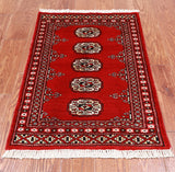 Red Bokhara Hand Knotted Wool Rug - 2' 0" X 3' 0"
