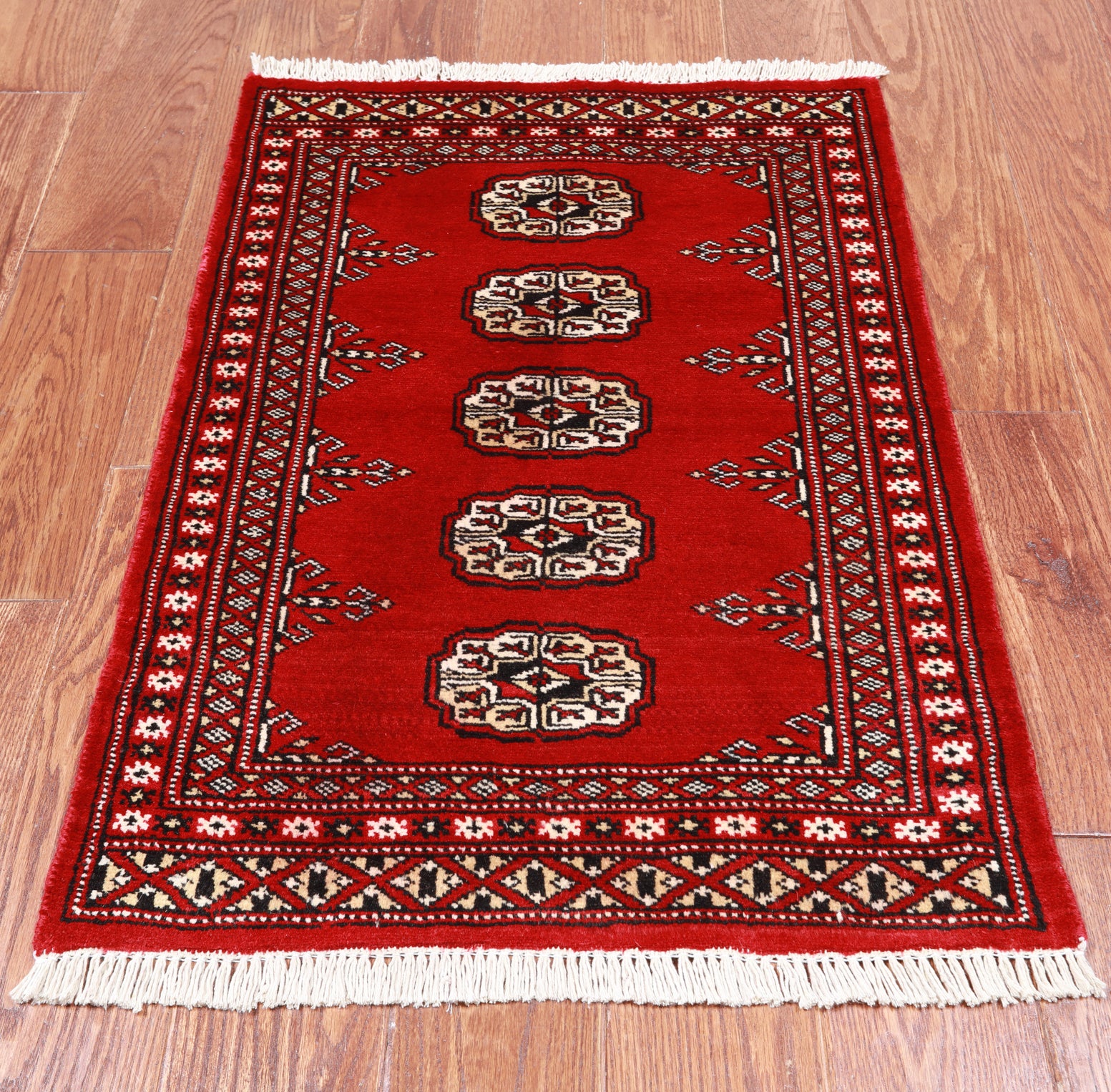 Red Bokhara Hand Knotted Wool Rug - 2' 0" X 3' 0"
