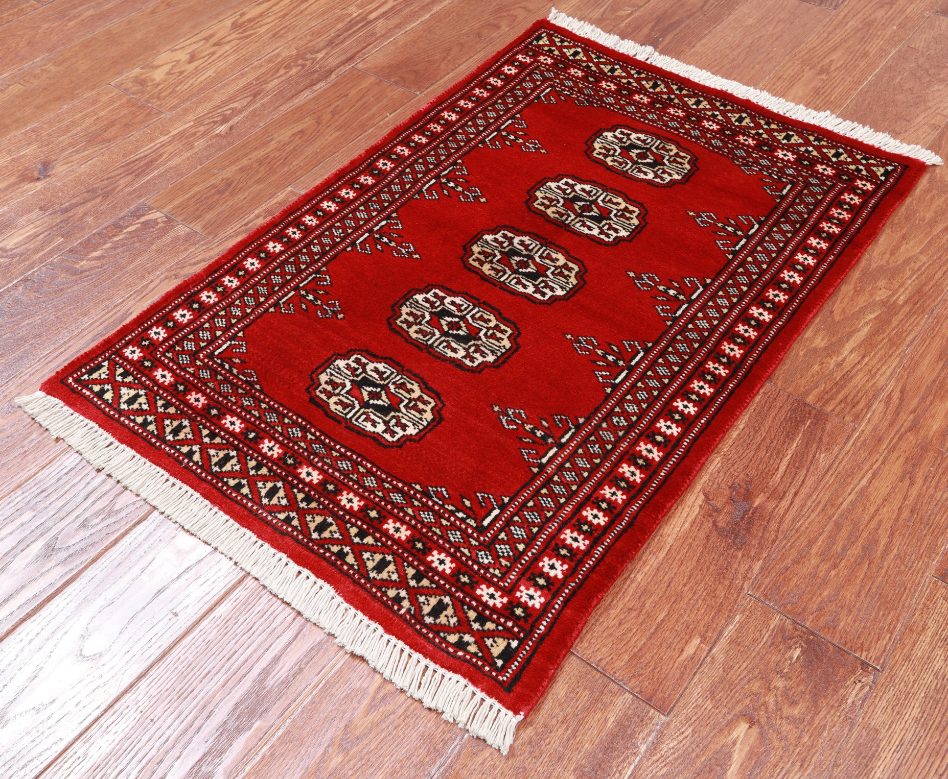 Red Bokhara Hand Knotted Wool Rug - 2' 0" X 3' 0"