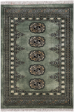 Green Bokhara Handmade Wool Rug - 2' 1" X 2' 11"