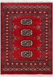 Red Bokhara Hand-Knotted Wool Rug - 2' 0" X 2' 11"