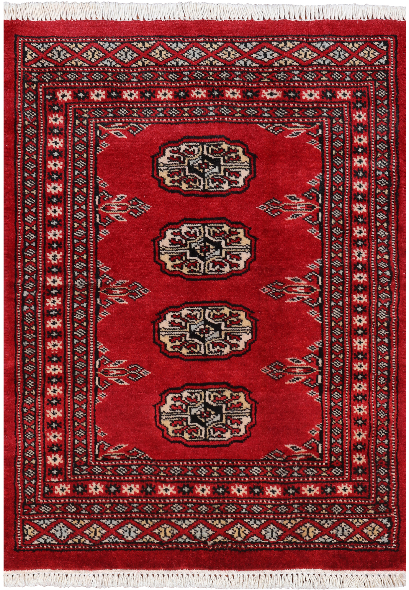 Red Bokhara Hand-Knotted Wool Rug - 2' 0" X 2' 11"