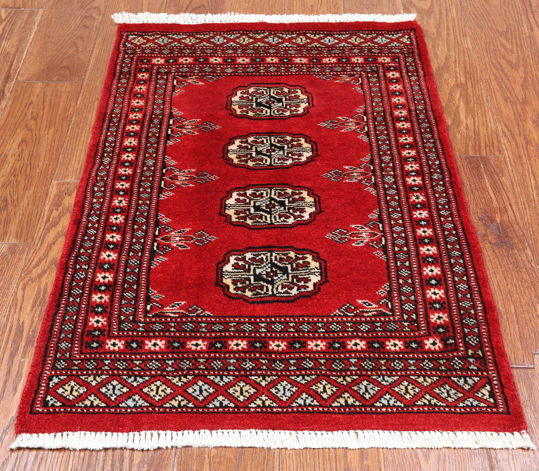 Red Bokhara Hand-Knotted Wool Rug - 2' 0" X 2' 11"