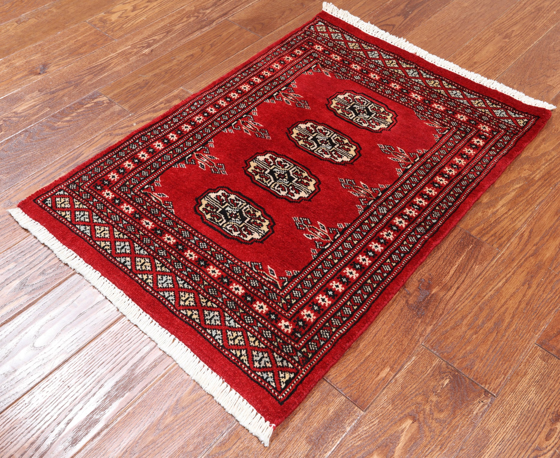 Red Bokhara Hand-Knotted Wool Rug - 2' 0" X 2' 11"