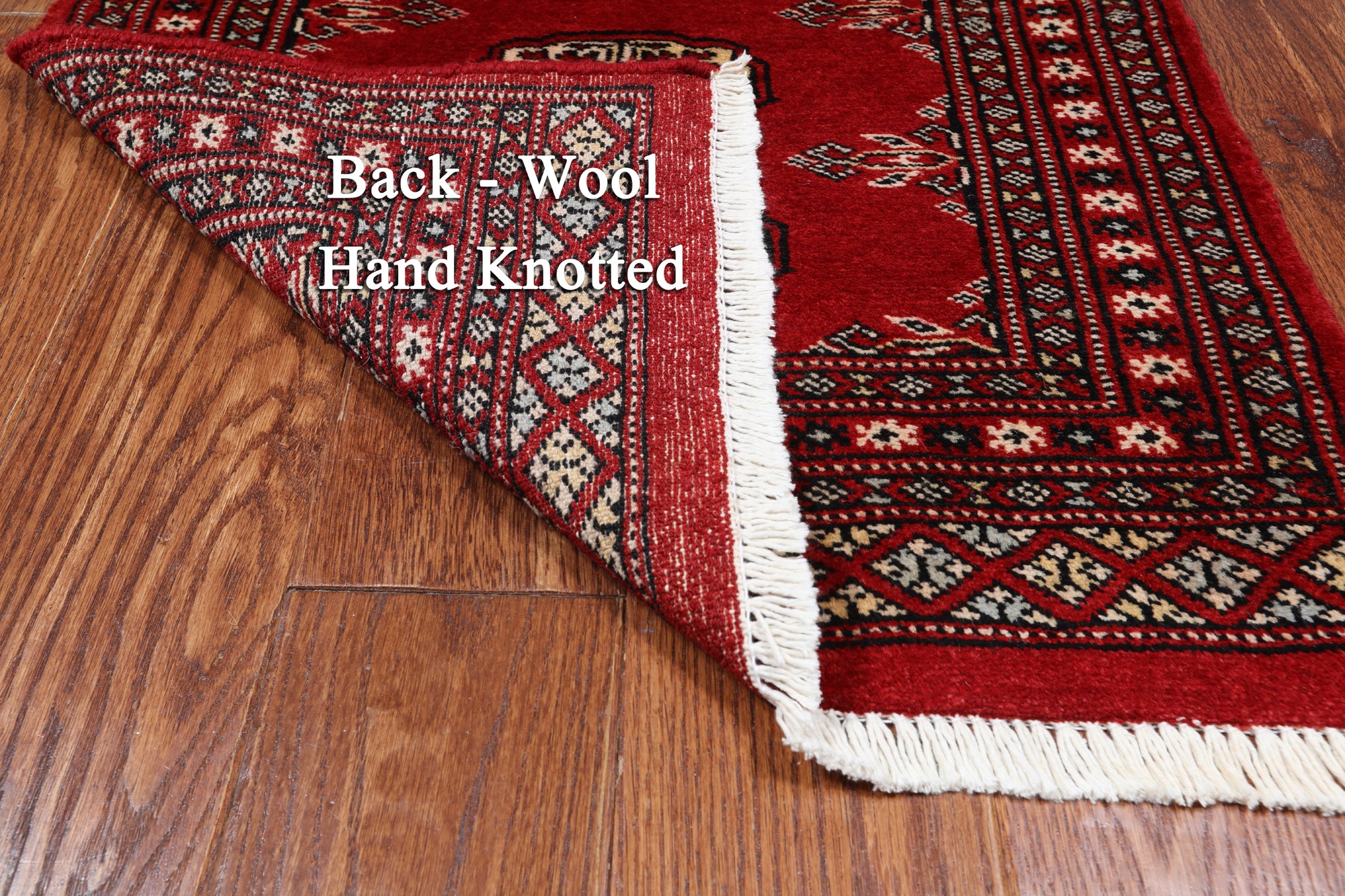 Red Bokhara Hand-Knotted Wool Rug - 2' 0" X 2' 11"