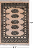 Ivory Bokhara Handmade Wool Rug - 2' 0" X 3' 0"