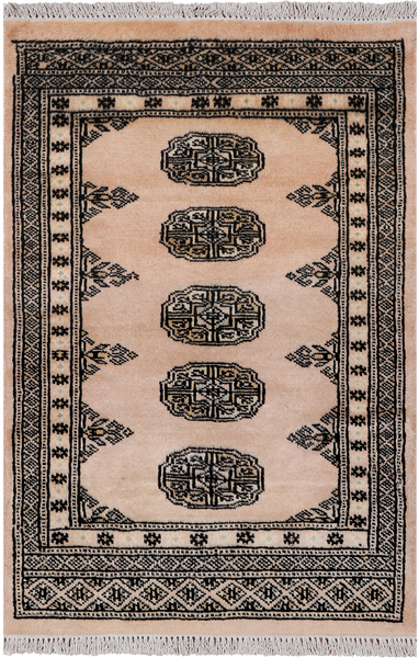 Ivory Bokhara Handmade Wool Rug - 2' 0" X 3' 0"