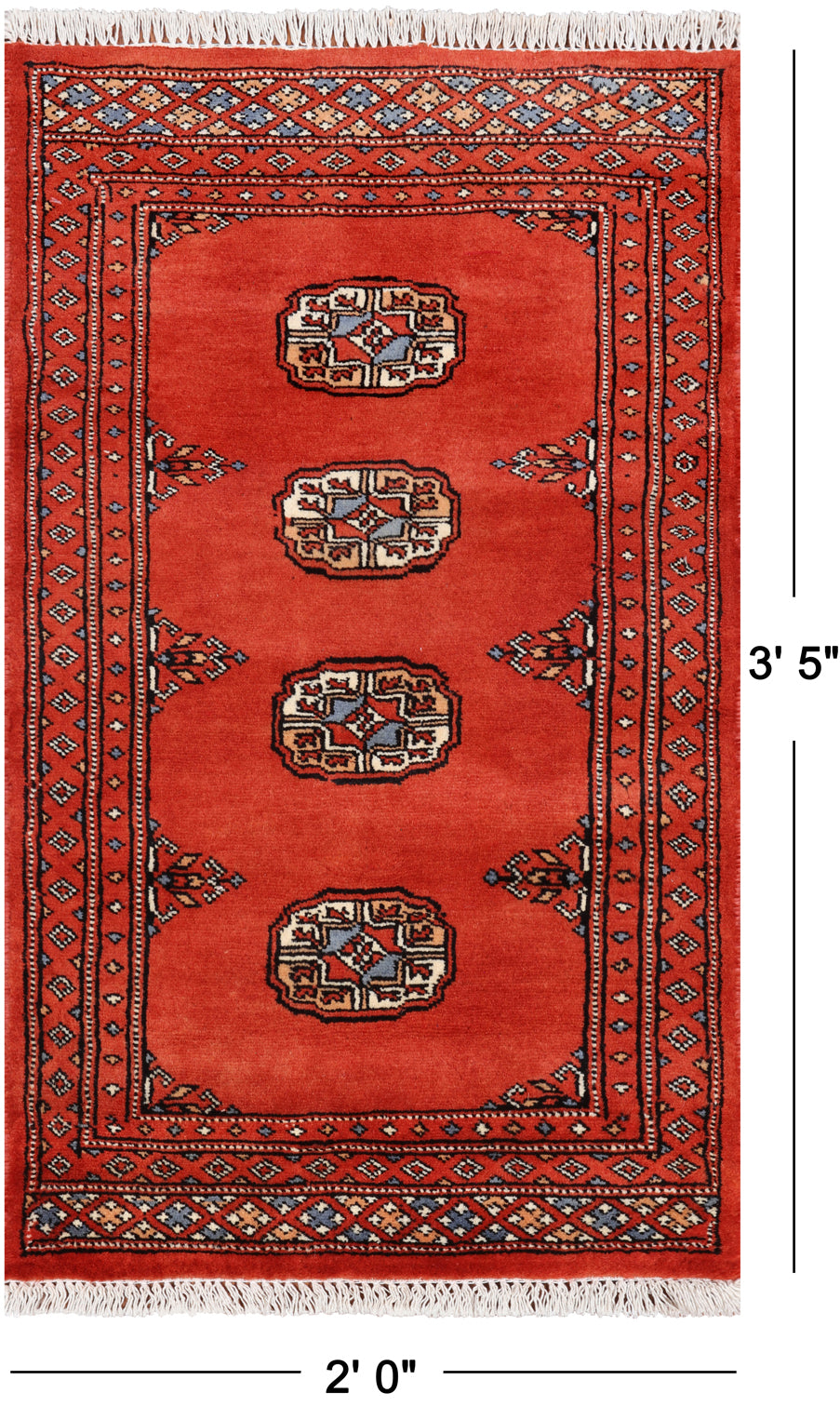Bokhara Hand Knotted Wool Rug - 2' 0" X 3' 5"