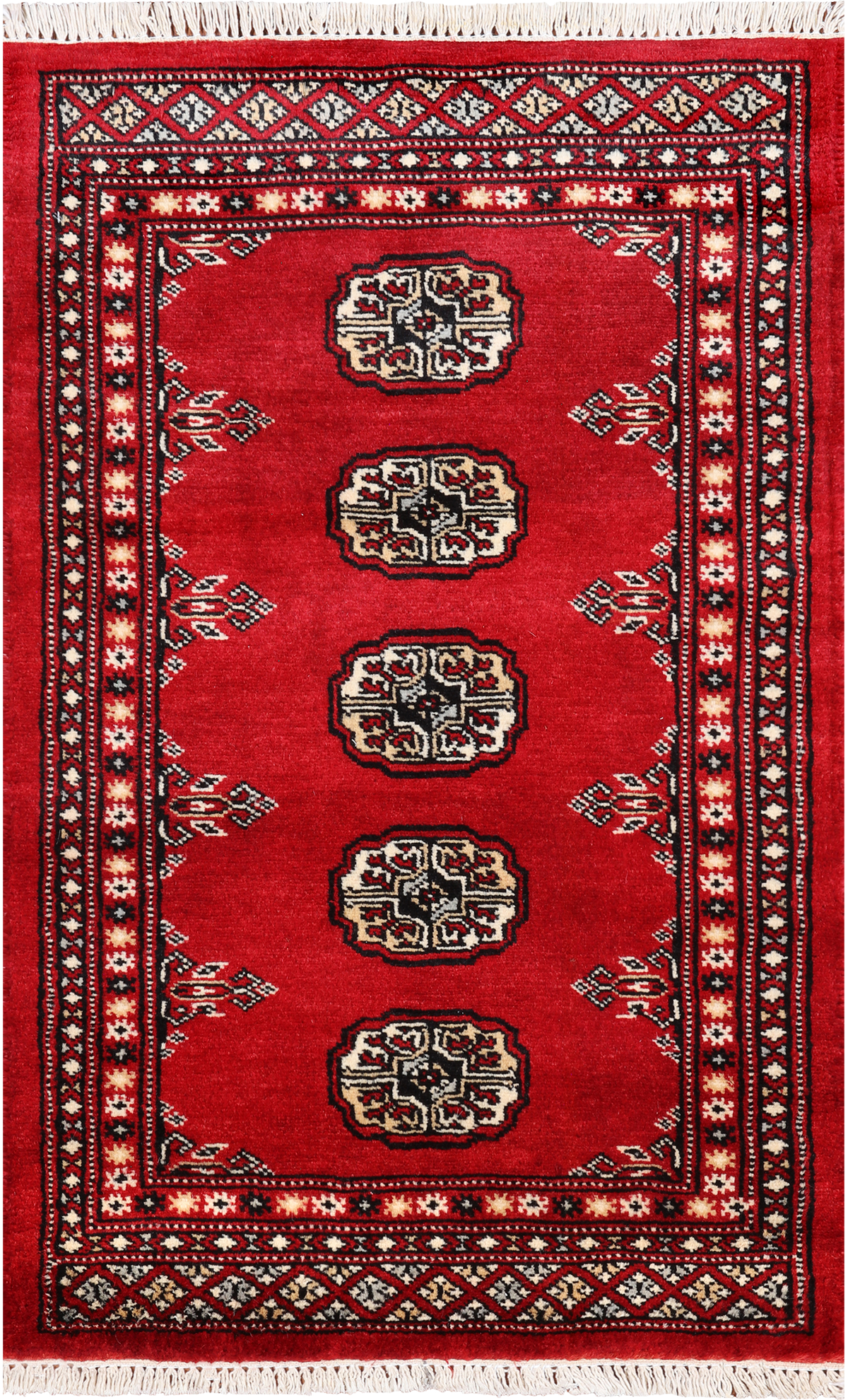 Red Bokhara Hand-Knotted Wool Rug - 2' 0" X 3' 1"