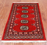 Red Bokhara Hand-Knotted Wool Rug - 2' 0" X 3' 1"