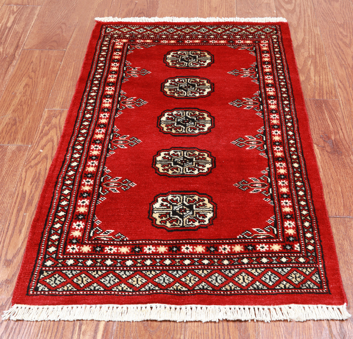 Red Bokhara Hand-Knotted Wool Rug - 2' 0" X 3' 1"