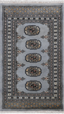 Grey Bokhara Handmade Wool Rug - 2' 0" X 3' 3"