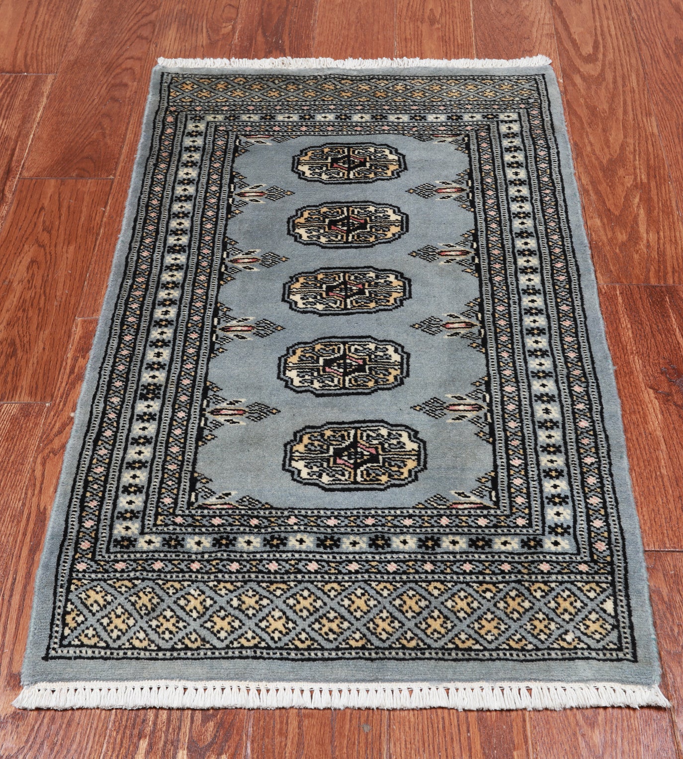 Grey Bokhara Handmade Wool Rug - 2' 0" X 3' 3"