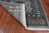 Grey Bokhara Handmade Wool Rug - 2' 0" X 3' 3"