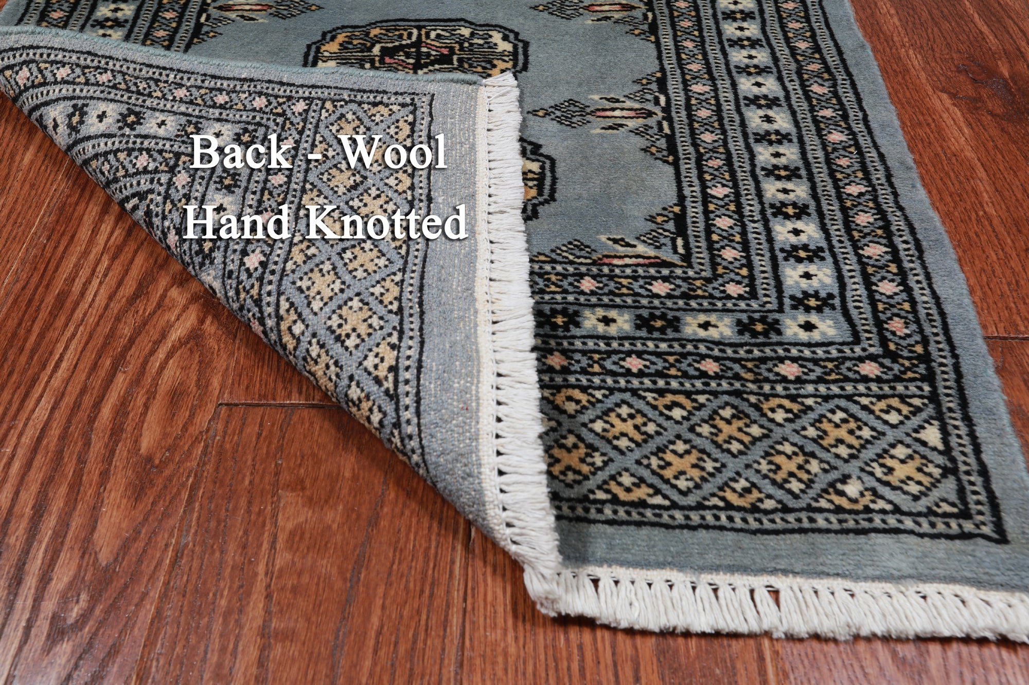 Grey Bokhara Handmade Wool Rug - 2' 0" X 3' 3"