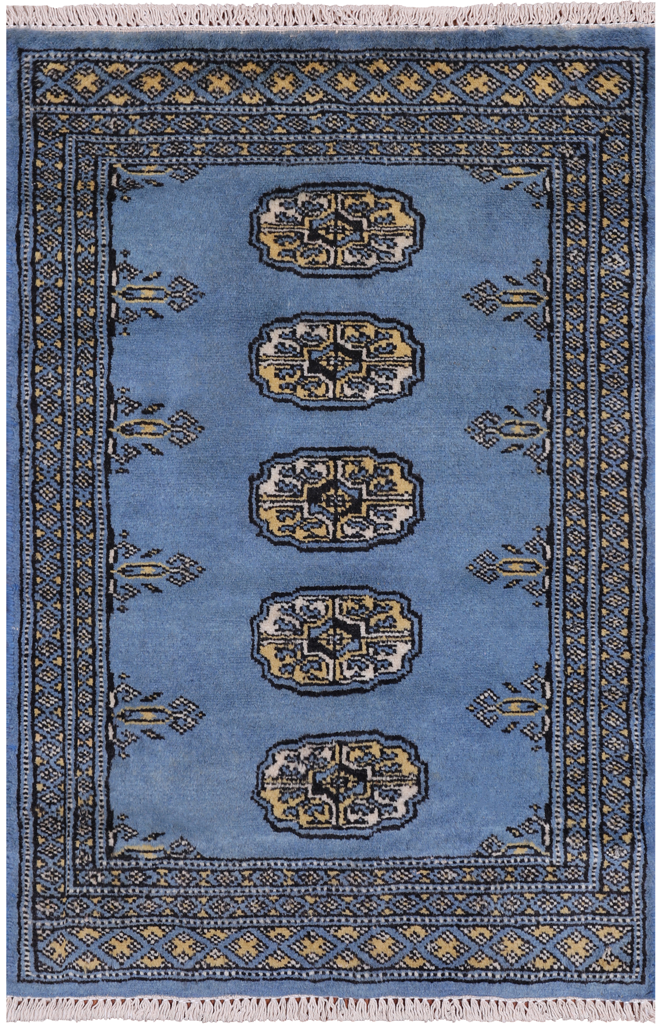 Blue Bokhara Hand Knotted Wool Rug - 2' 0" X 3' 0"