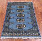 Blue Bokhara Hand Knotted Wool Rug - 2' 0" X 3' 0"