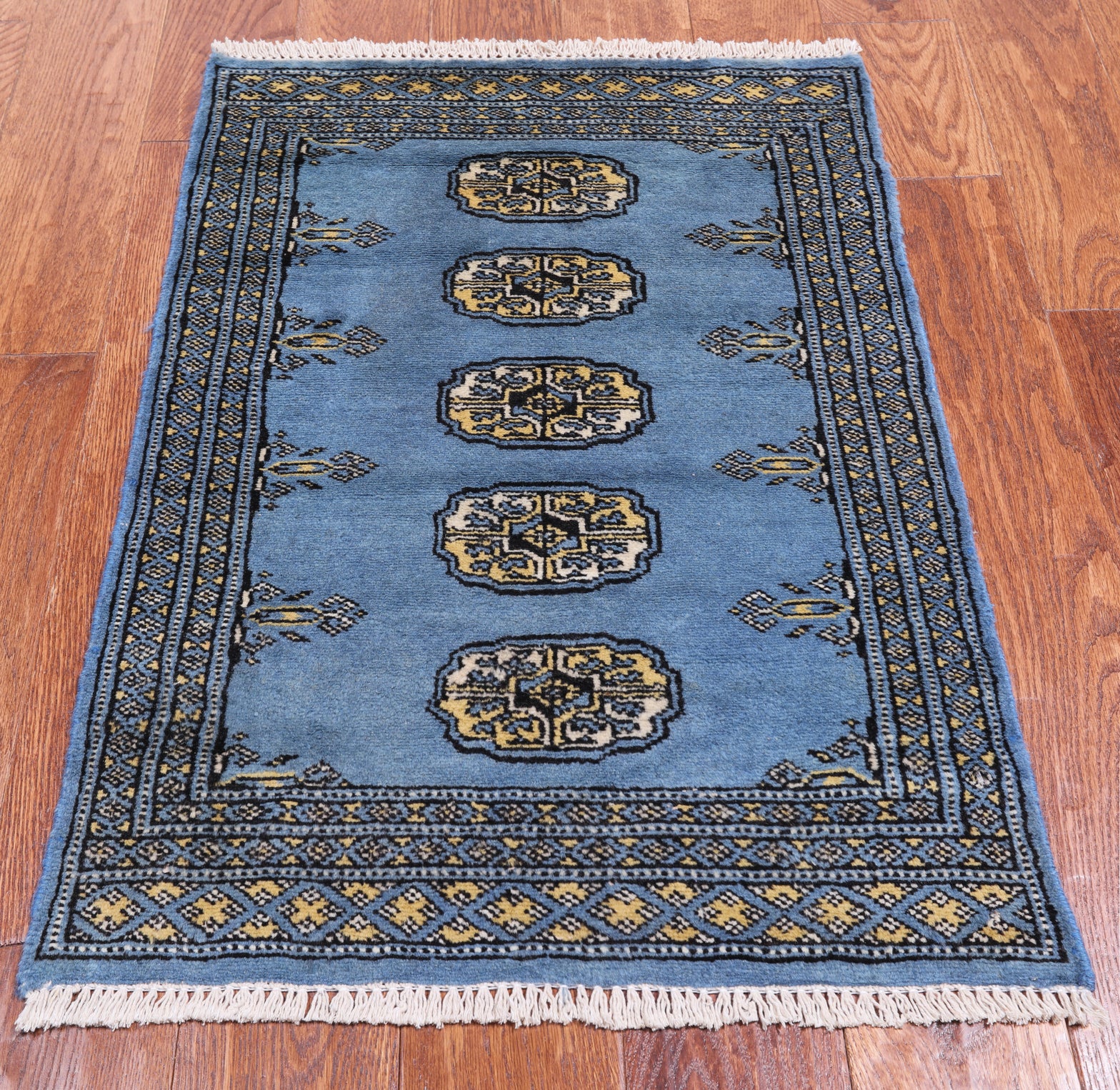 Blue Bokhara Hand Knotted Wool Rug - 2' 0" X 3' 0"