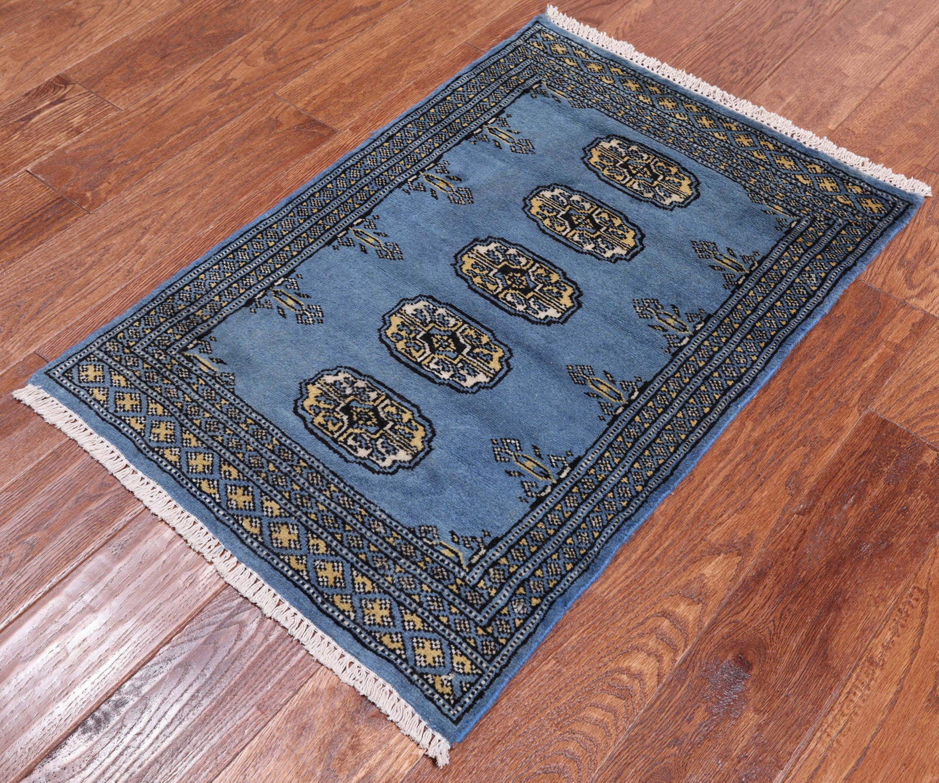 Blue Bokhara Hand Knotted Wool Rug - 2' 0" X 3' 0"