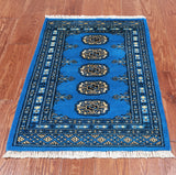 Blue Bokhara Hand-Knotted Wool Rug - 2' 0" X 2' 11"