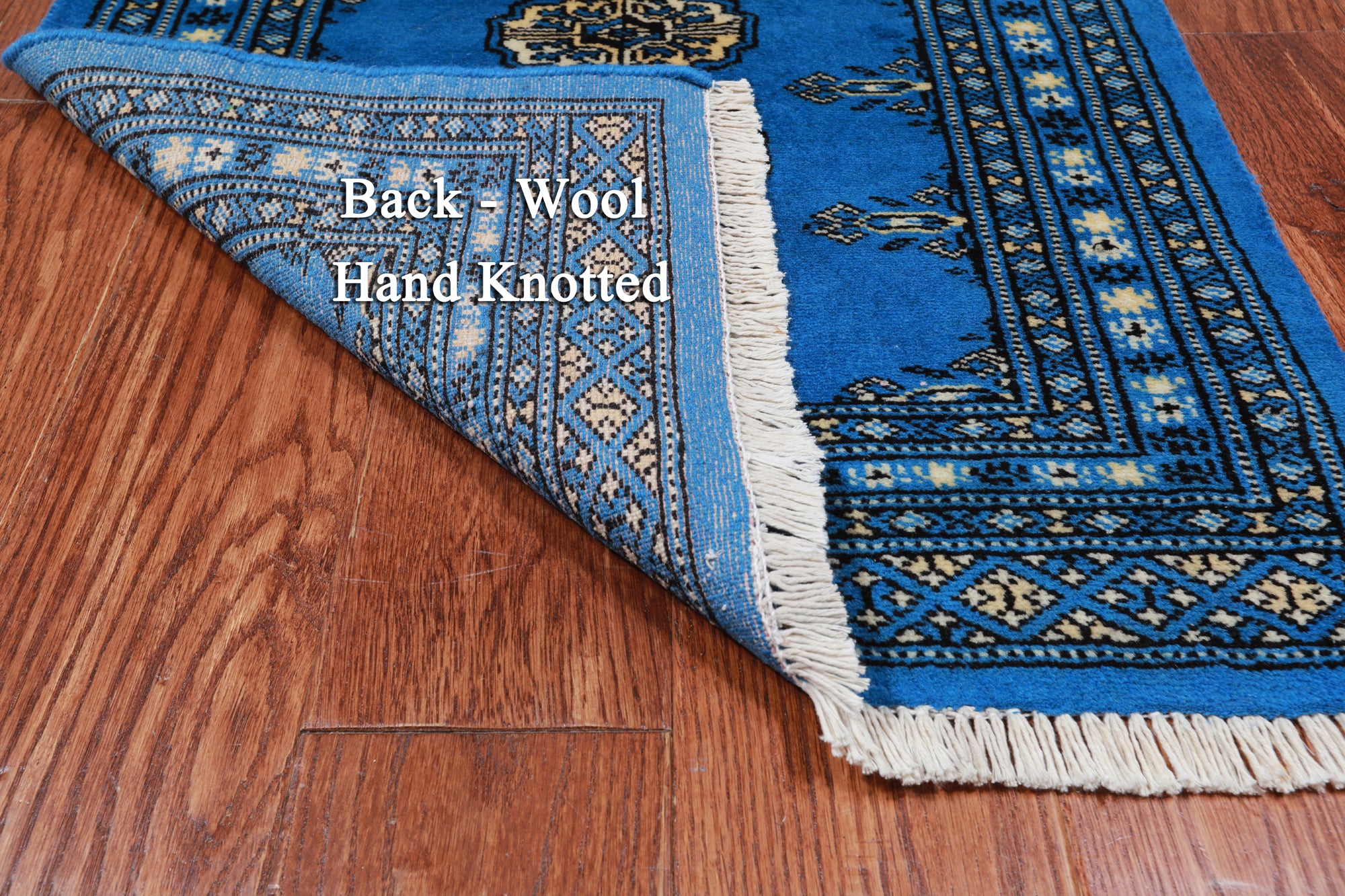 Blue Bokhara Hand-Knotted Wool Rug - 2' 0" X 2' 11"