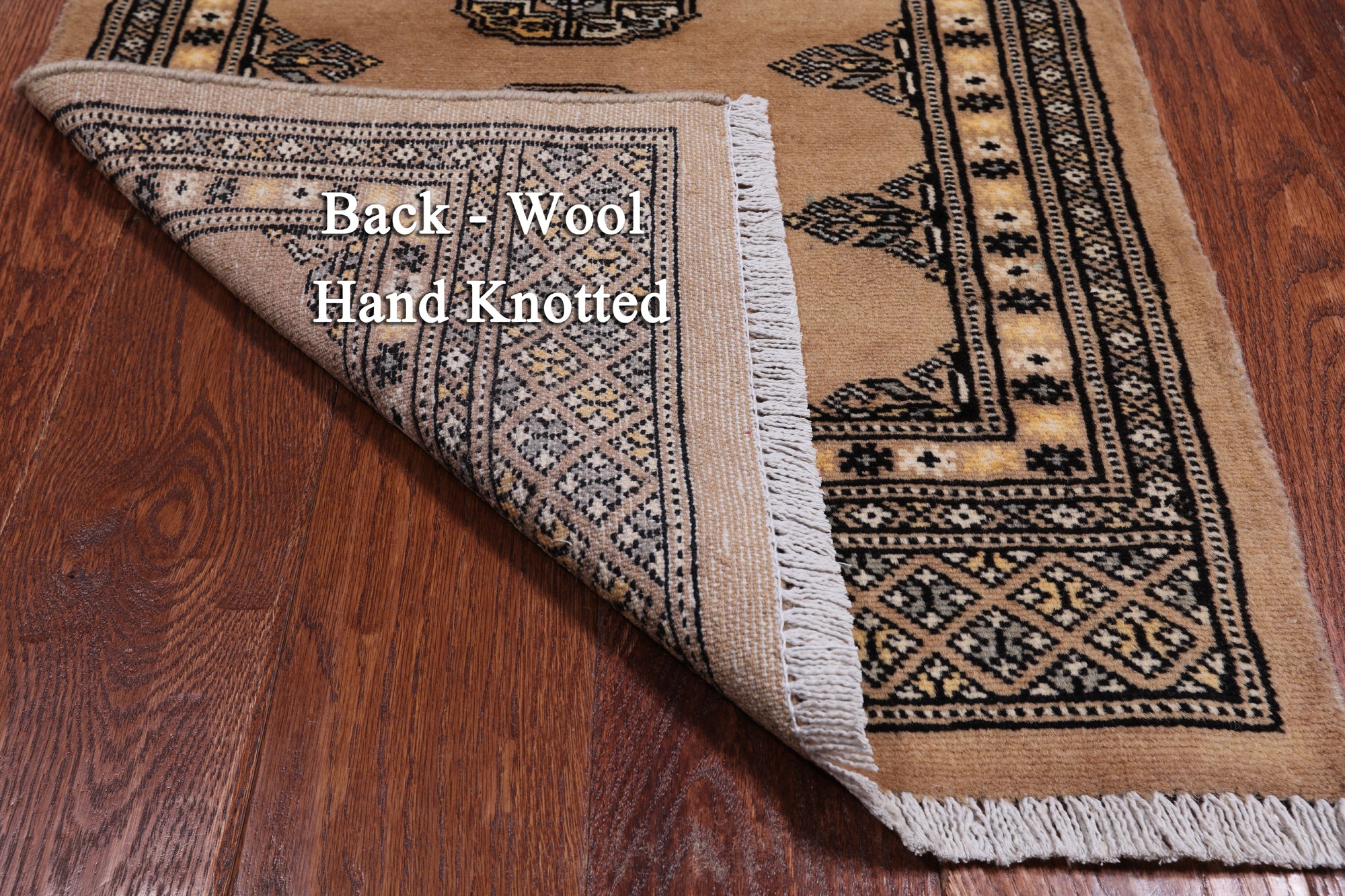 Beige Bokhara Handmade Wool Rug - 2' 0" X 3' 3"