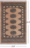 Beige Bokhara Handmade Wool Rug - 2' 0" X 3' 3"
