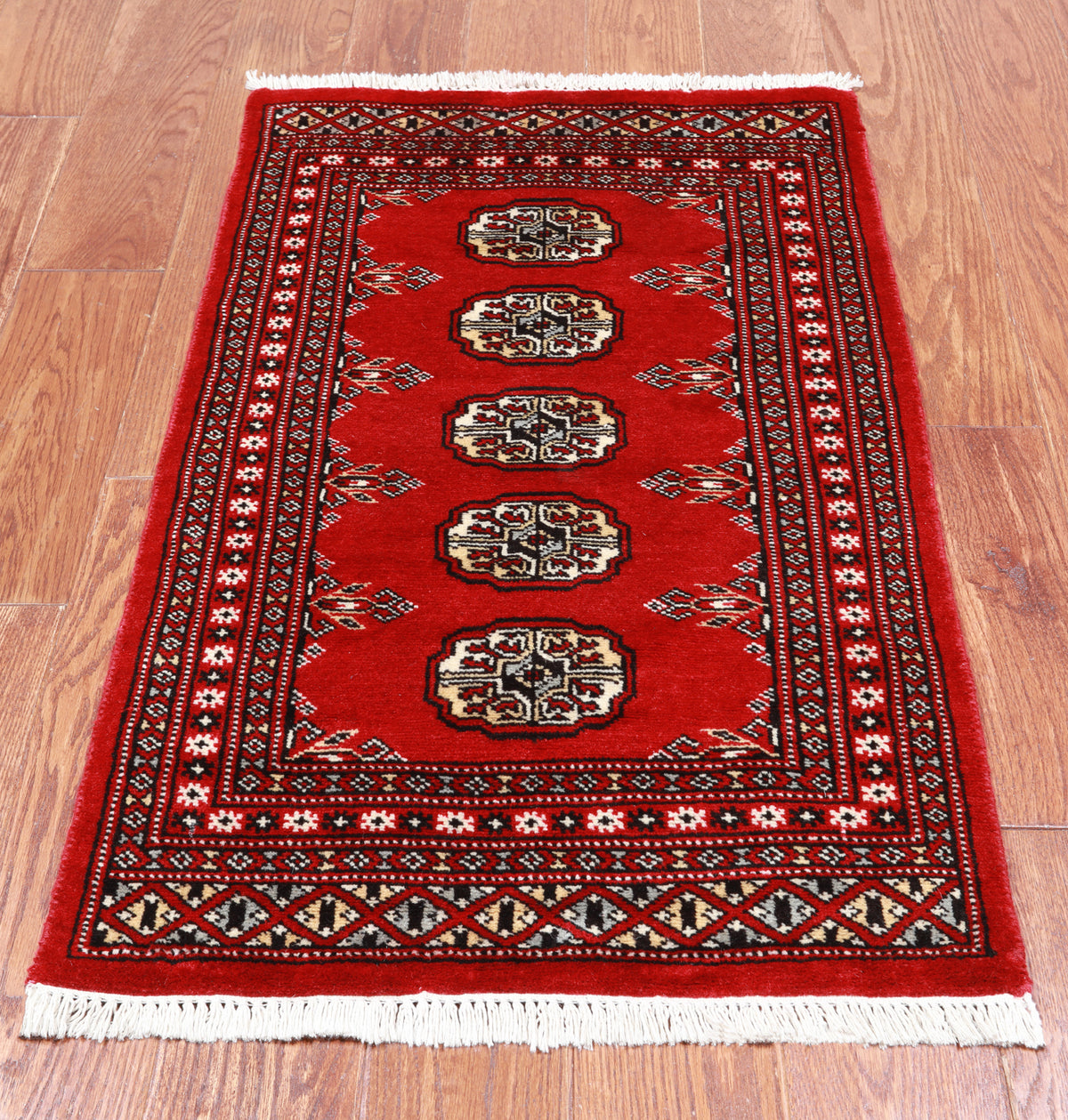 Red Bokhara Hand-Knotted Wool Rug - 2' 0" X 3' 3"