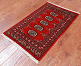 Red Bokhara Hand-Knotted Wool Rug - 2' 0" X 3' 3"