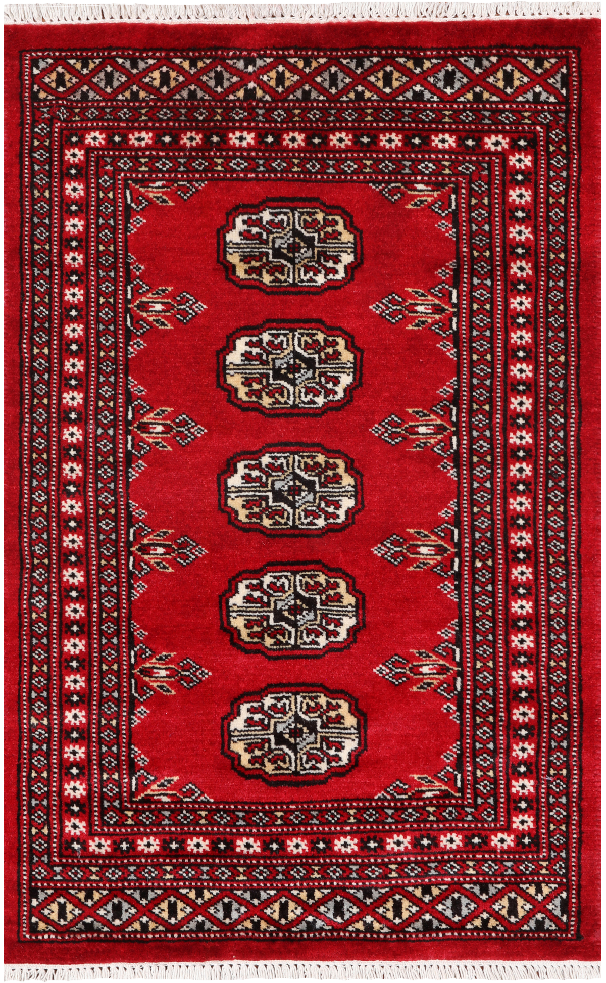 Red Bokhara Hand-Knotted Wool Rug - 2' 0" X 3' 3"