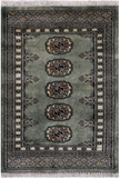 Green Bokhara Hand Knotted Wool Rug - 2' 0" X 3' 0"