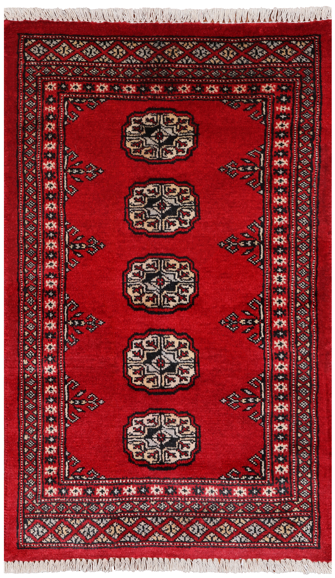 Red Bokhara Hand-Knotted Wool Rug - 2' 0" X 3' 3"