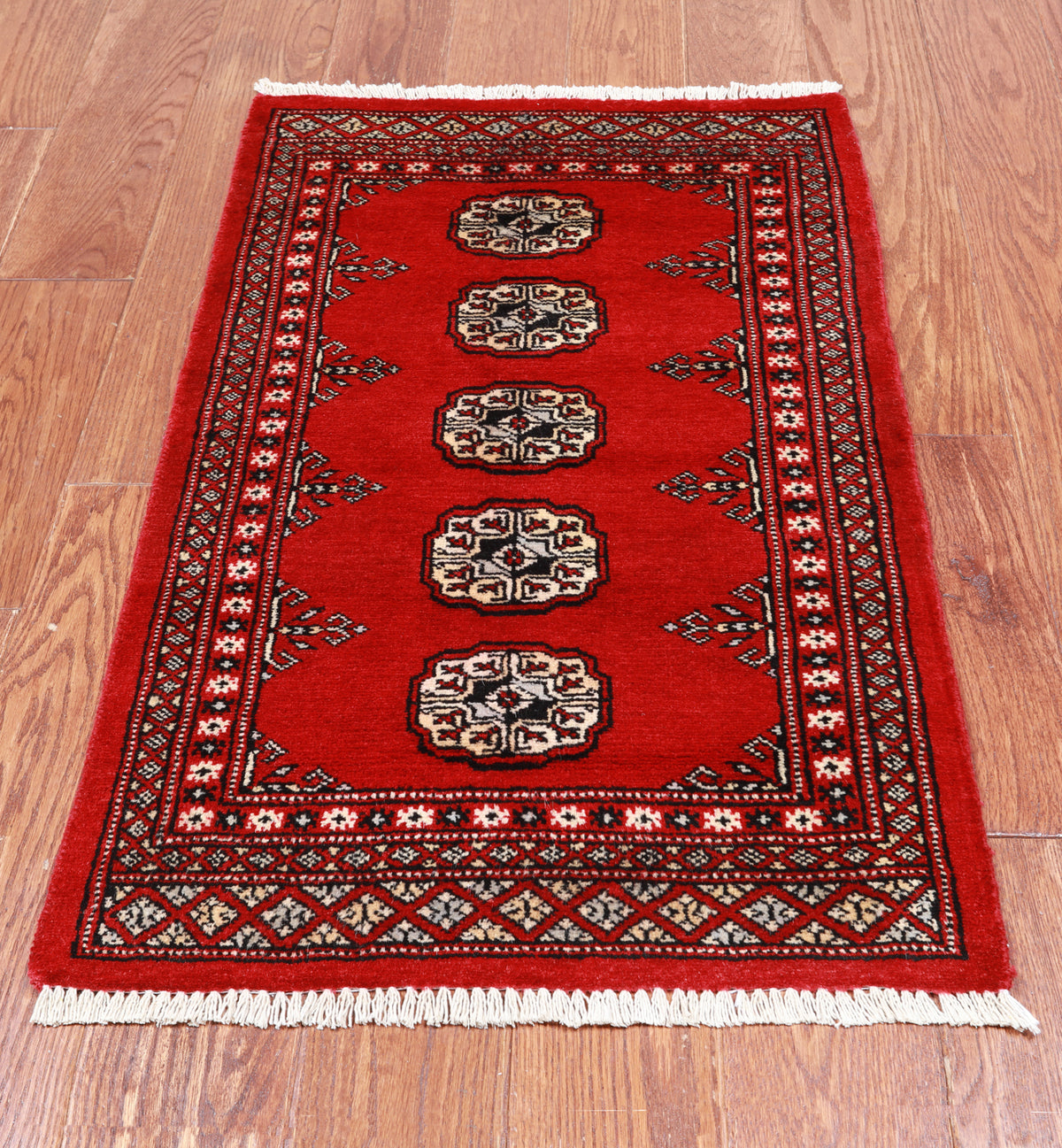 Red Bokhara Hand-Knotted Wool Rug - 2' 0" X 3' 3"