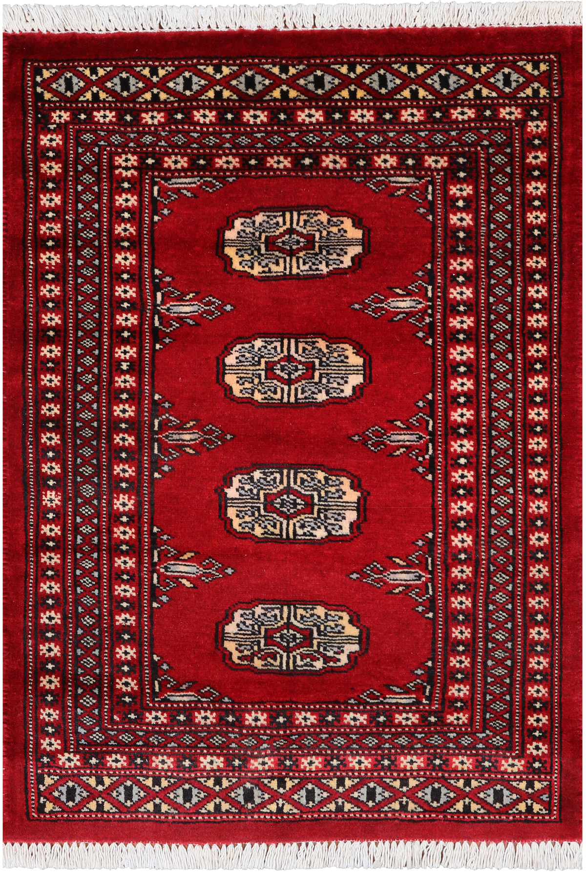 Red Bokhara Hand Knotted Wool Rug - 2' 0" X 2' 10"