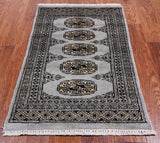 Grey Bokhara Hand-Knotted Wool Rug - 1' 11" X 3' 0"