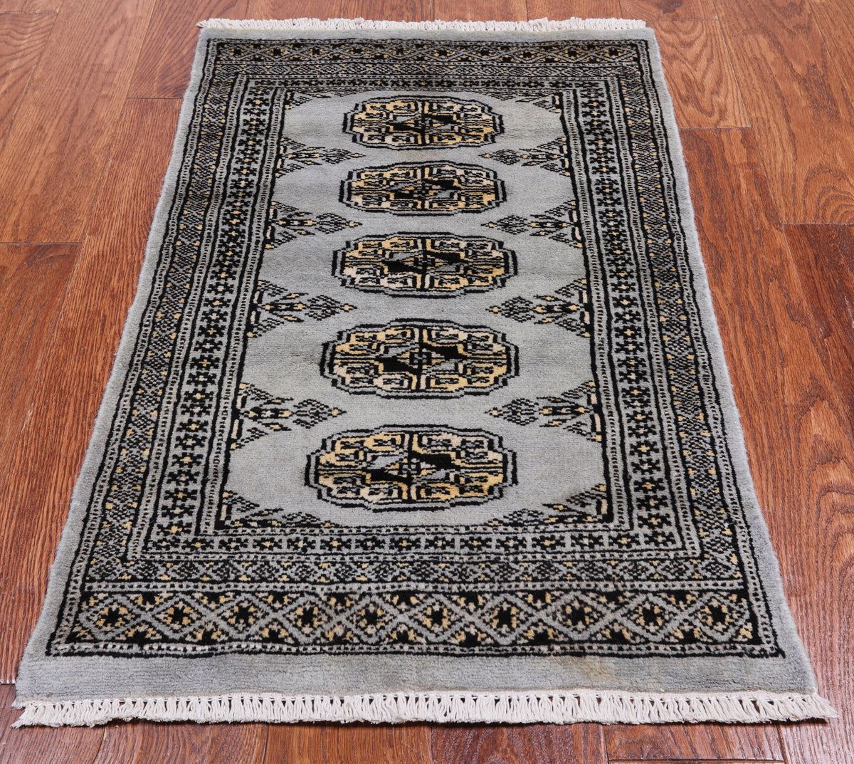 Grey Bokhara Hand-Knotted Wool Rug - 1' 11" X 3' 0"