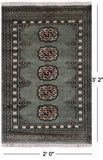 Green Bokhara Hand Knotted Wool Rug - 2' 0" X 3' 2"