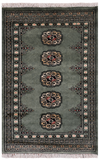 Green Bokhara Hand Knotted Wool Rug - 2' 0" X 3' 2"