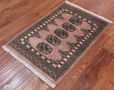 Light Brown Bokhara Handmade Wool Rug - 2' 0" X 3' 0"