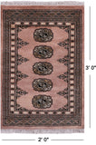 Light Brown Bokhara Handmade Wool Rug - 2' 0" X 3' 0"