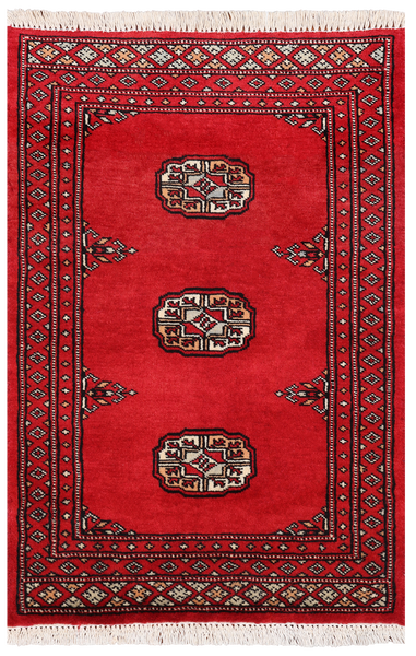 Red Bokhara Hand Knotted Wool Rug - 1' 11" X 3' 0"