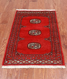 Red Bokhara Hand Knotted Wool Rug - 1' 11" X 3' 0"
