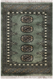 Green Bokhara Hand Knotted Wool Rug - 2' 0" X 2' 10"