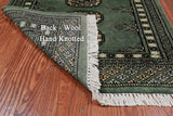 Green Bokhara Hand Knotted Wool Rug - 2' 0" X 2' 10"