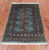 Grey Bokhara Hand-Knotted Wool Rug - 2' 0" X 3' 2"