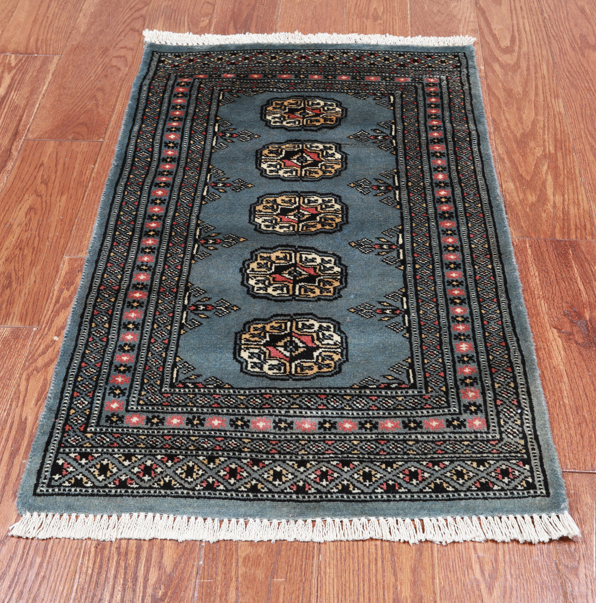Grey Bokhara Hand-Knotted Wool Rug - 2' 0" X 3' 2"