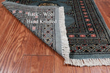 Grey Bokhara Hand-Knotted Wool Rug - 2' 0" X 3' 2"
