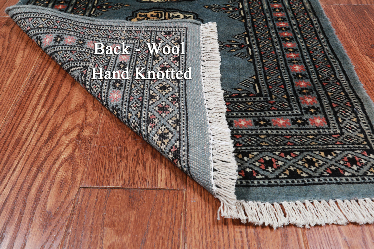 Grey Bokhara Hand-Knotted Wool Rug - 2' 0" X 3' 2"