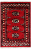 Red Bokhara Hand Knotted Wool Rug - 2' 1" X 3' 1"